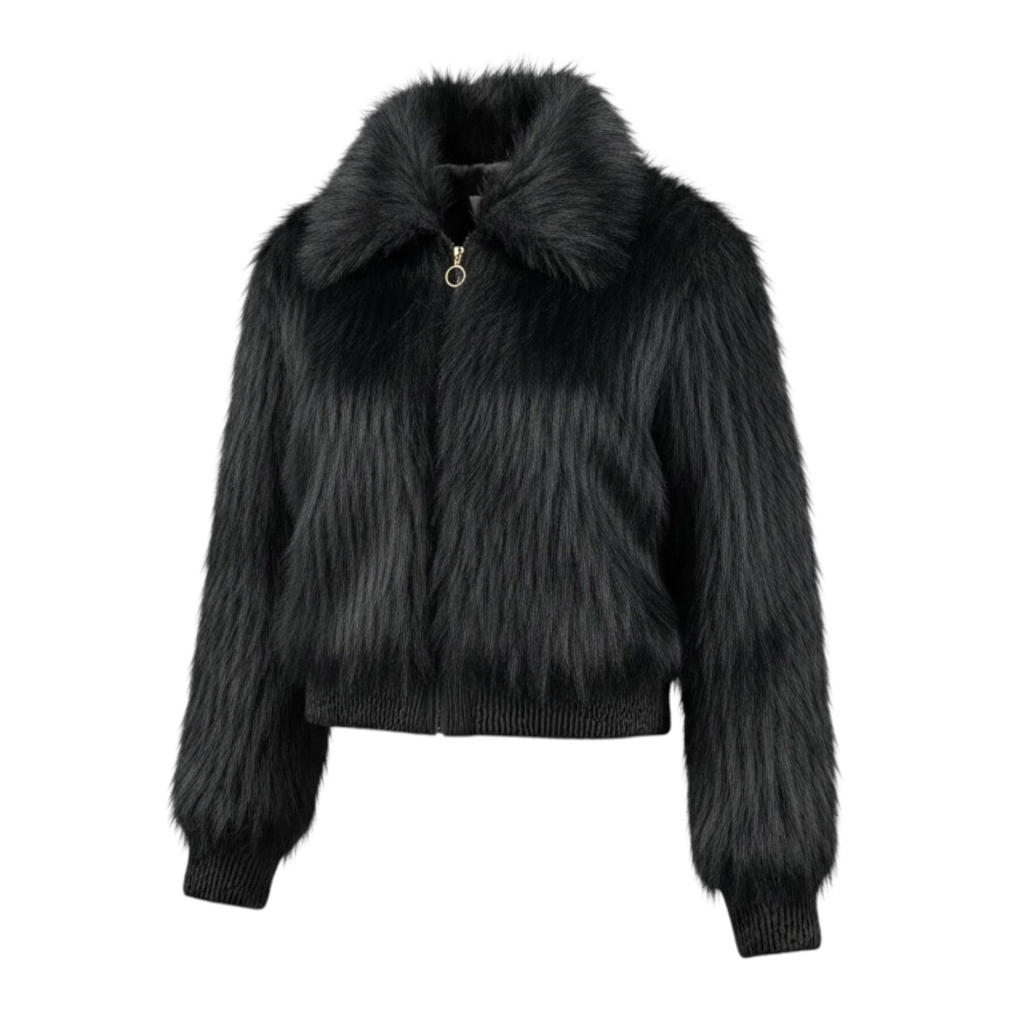 Manila Grace Pelliccia tinta unita con Zip Nero per Bambina M2951W25 NERO MANILA GRACE 