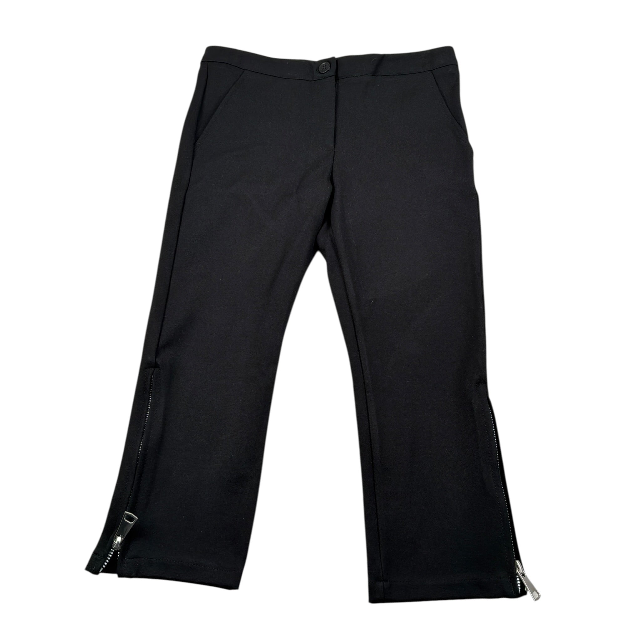 Manila Grace Pantalone tinta unita con Zip Nero per Bambina MFJF24P108 NERO MANILA GRACE 
