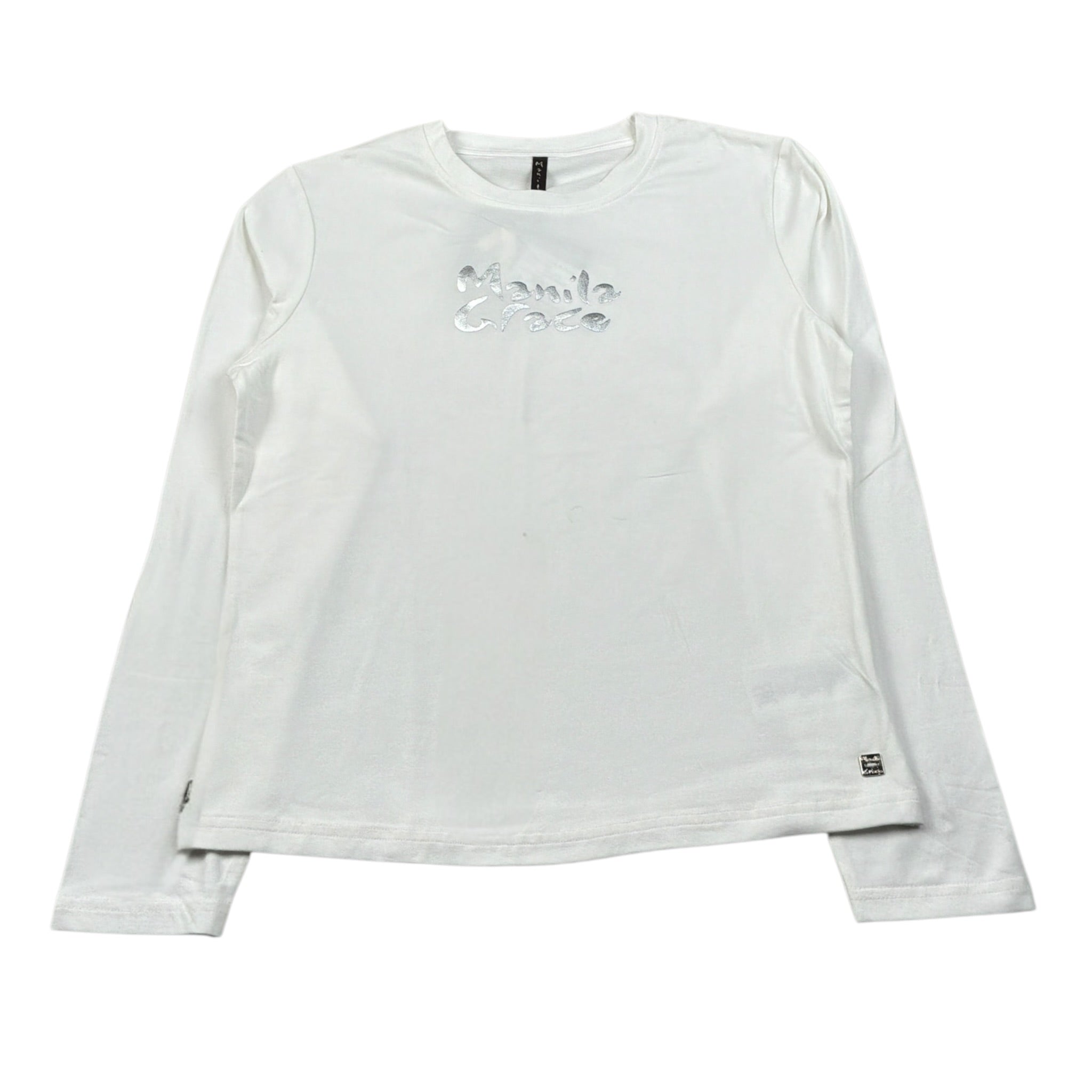 Manila Grace Shirt Girocollo tinta unita con Logo Bianco per Bambina MFJF24T054 BIANCO MANILA GRACE 