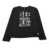 Manila Grace Shirt Girocollo tinta unita con Stampa Nero per Bambina MFJF24T055 NERO MANILA GRACE 
