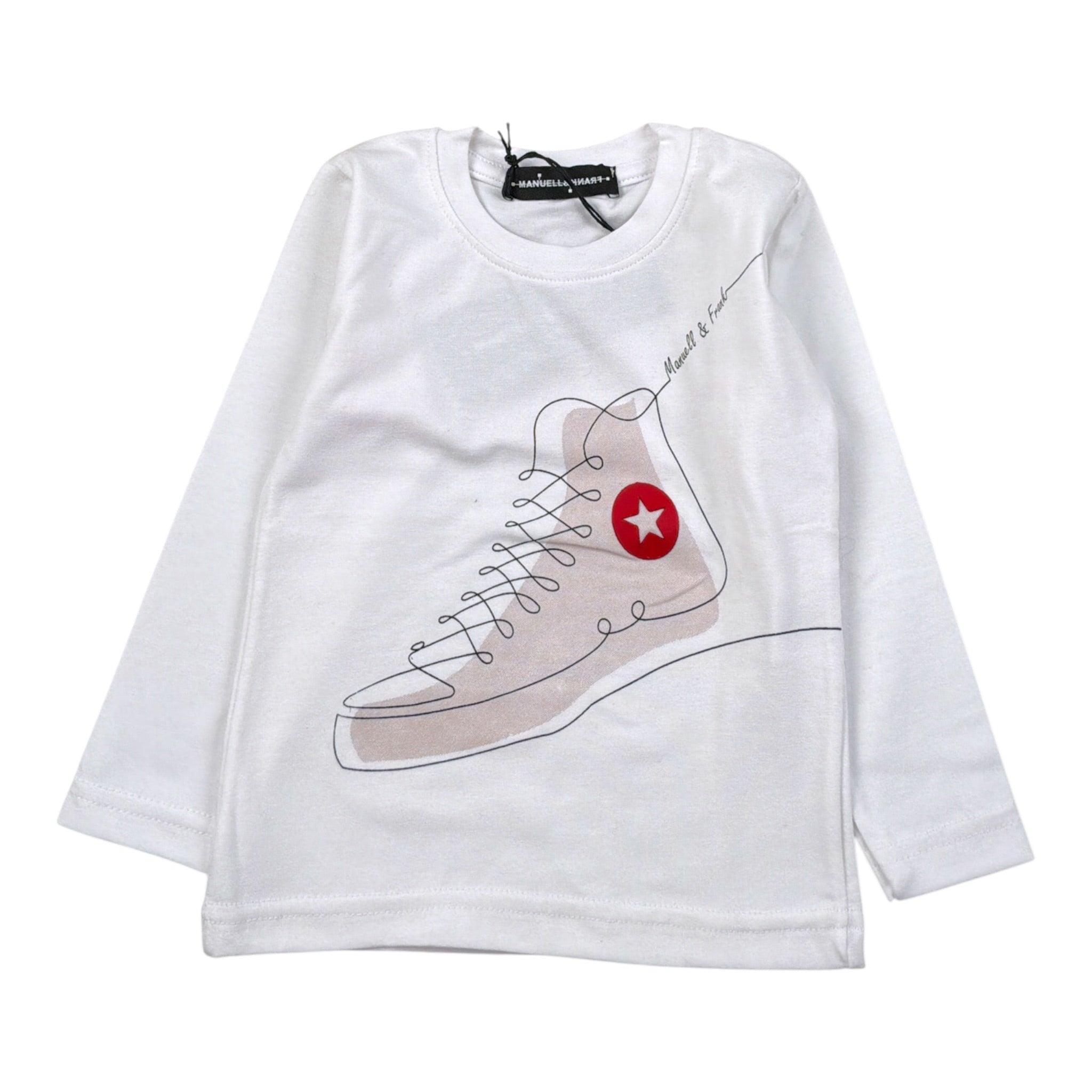 Manuel & Frank Shirt Girocollo tinta unita con Stampa Bianco per Neonato MF6065N BIANCO MANUEL & FRANK 