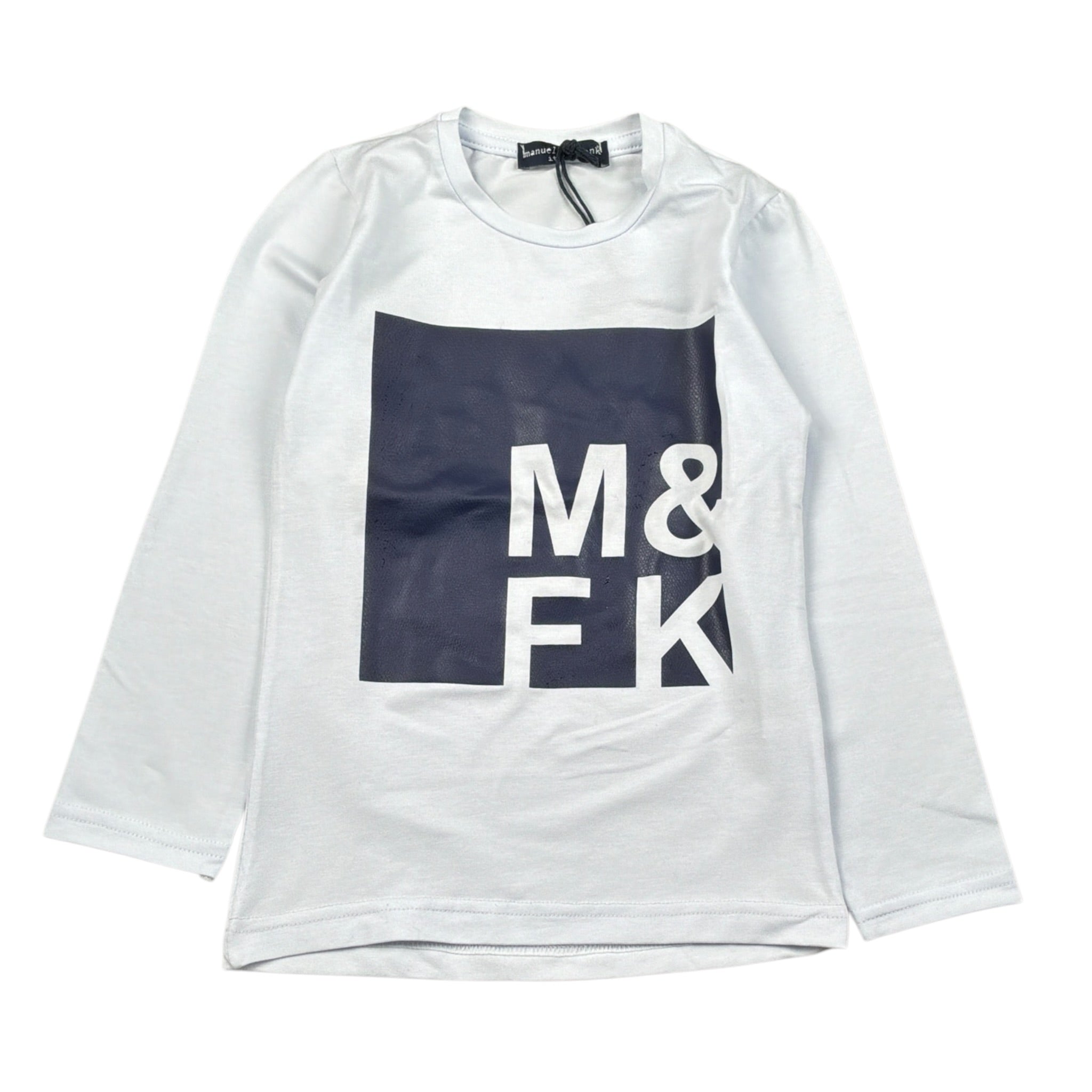 Manuel & Frank Shirt tinta unita Girocollo con Stampa Bianco per Bambino MF7002B BIANCO MANUEL & FRANK 