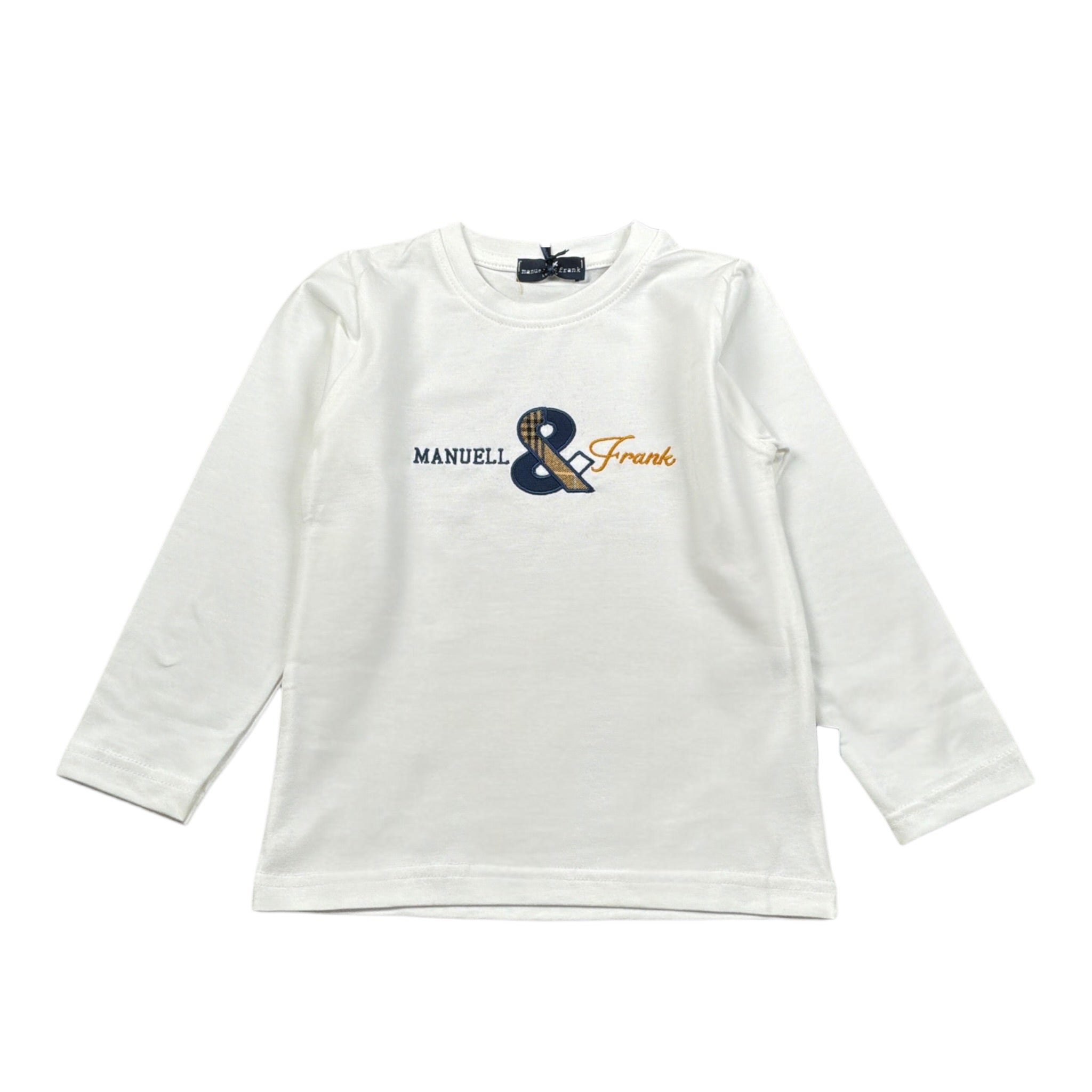 Manuel & Frank Shirt tinta unita Girocollo con Stampa Bianco per Neonato MF7307BN BIANCO MANUEL & FRANK 