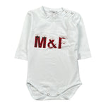 Manuel & Frank Body Manica Lunga tinta unita con Stampa Bianco per Neonato MF7311I BIANCO MANUEL & FRANK 