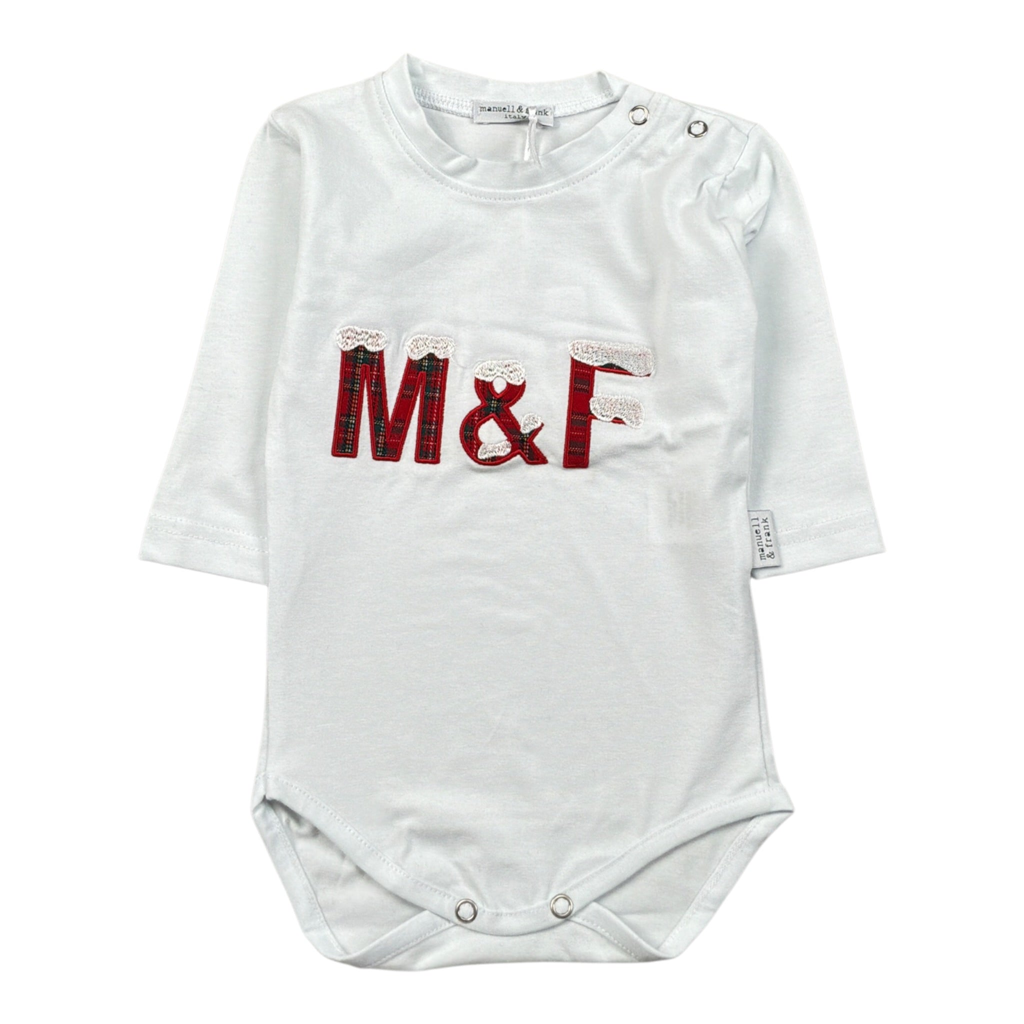 Manuel & Frank Body Manica Lunga tinta unita con Stampa Bianco per Neonato MF7311I BIANCO MANUEL & FRANK 