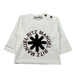 Manuel Ritz Shirt Girocollo tinta unita con Logo Panna per Bambino MR3176X PANNA MANUEL RITZ 