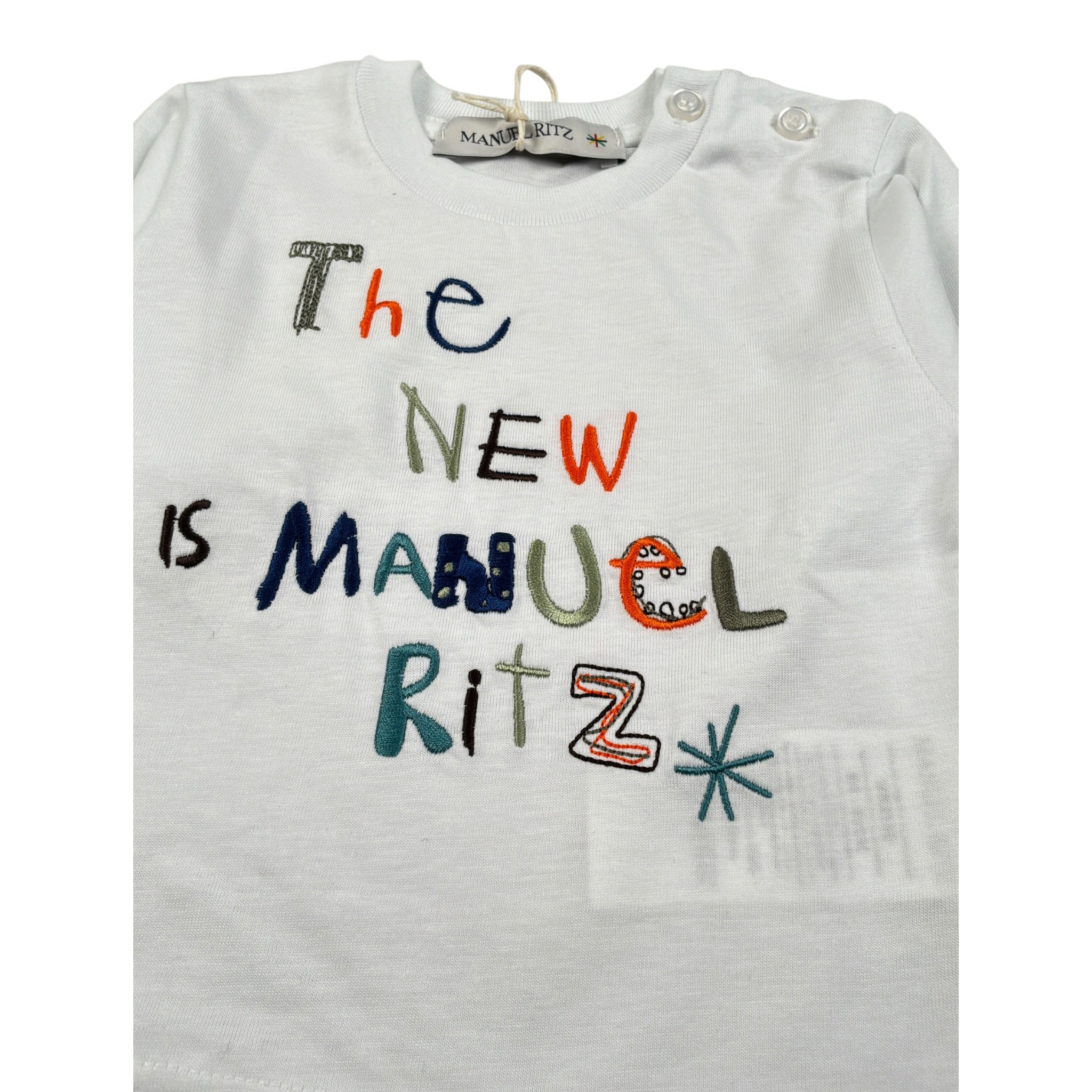 Manuel Ritz Shirt Girocollo tinta unita con Ricami Bianco per Neonato MR3182NX BIANCO MANUEL RITZ 