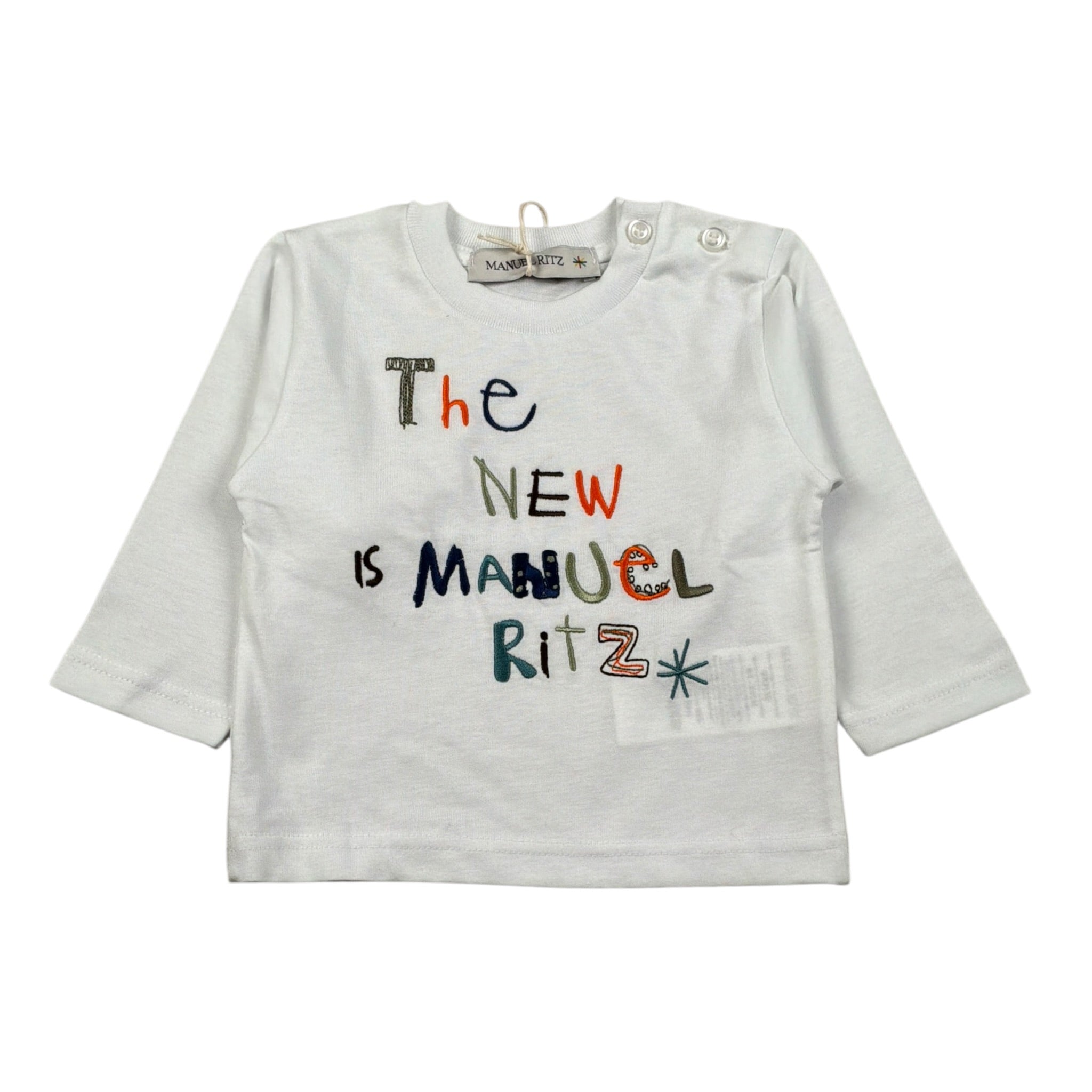 Manuel Ritz Shirt Girocollo tinta unita con Ricami Bianco per Neonato MR3182NX BIANCO MANUEL RITZ 