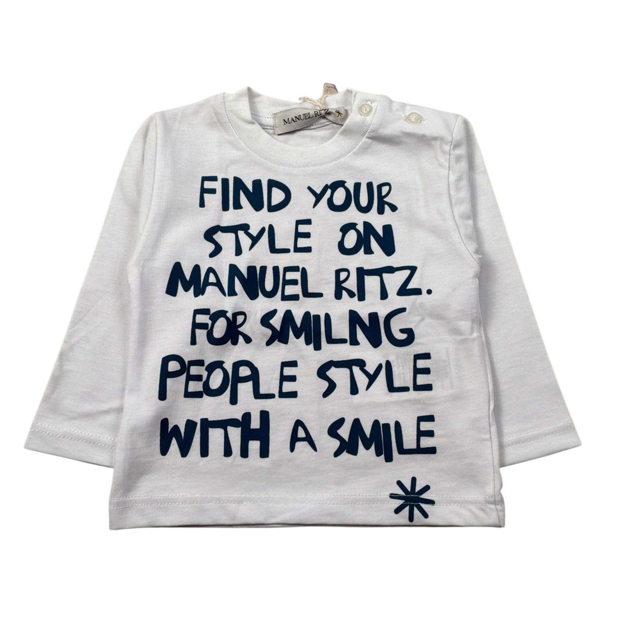 Manuel Ritz Shirt Girocollo tinta unita con Logo Bianco per Bambino MR3183JX BIANCO MANUEL RITZ 
