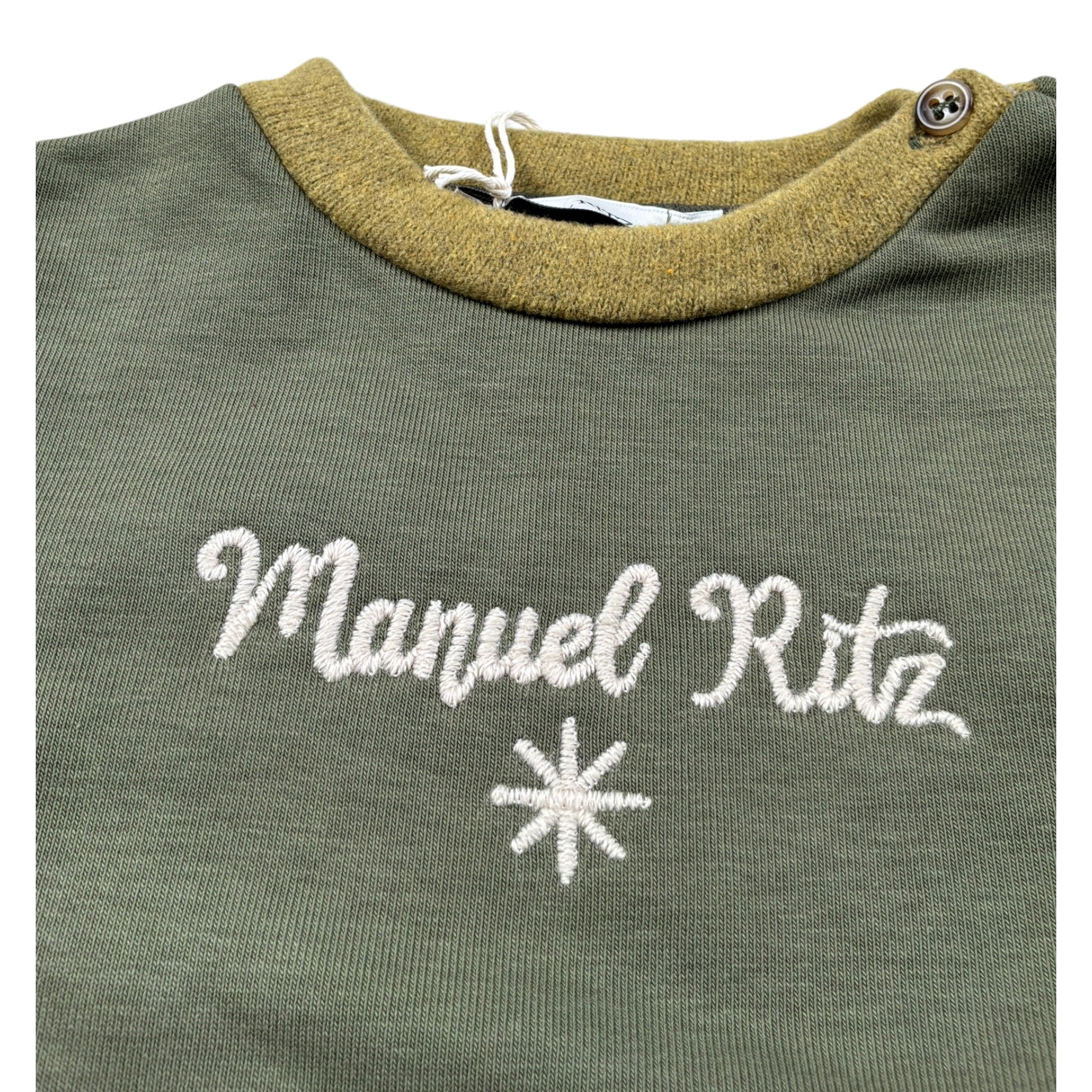 Manuel Ritz Felpa Chiusa Girocollo tinta unita con Logo Verde per Neonato MR3228 VERDE MANUEL RITZ 