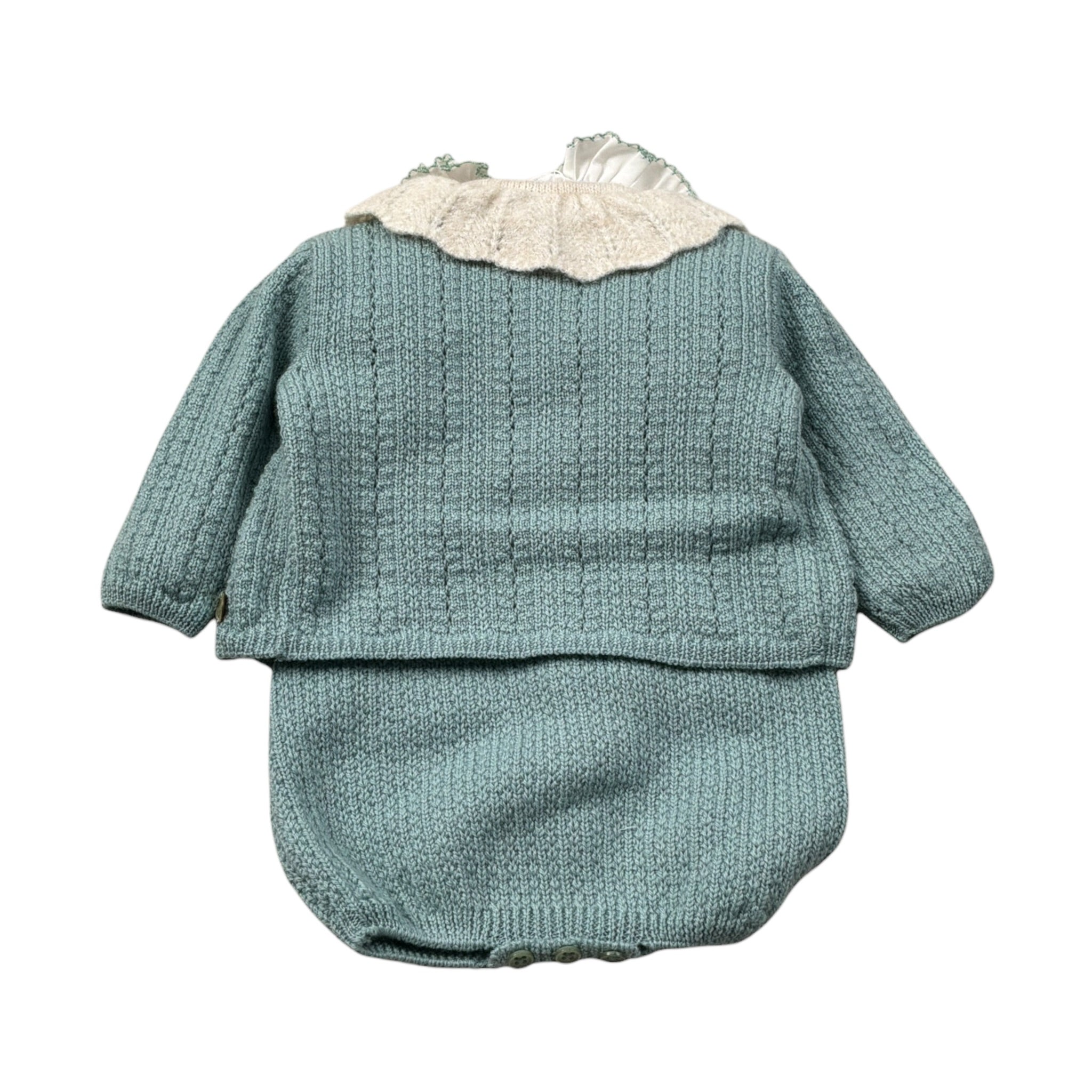 Marlu' Completo 4 Pezzi Pagliaccetto-Cardigan-Camicia-Cappello Verde per Neonata 022111989 VERDE MARLU' 