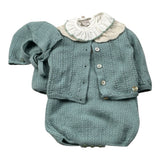Marlu' Completo 4 Pezzi Pagliaccetto-Cardigan-Camicia-Cappello Verde per Neonata 022111989 VERDE MARLU' 