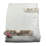 Marlu' Coperta Bicolore con Ricami Panna/Beige per Neonata I1081 PANNA/BEIGE MARLU' 