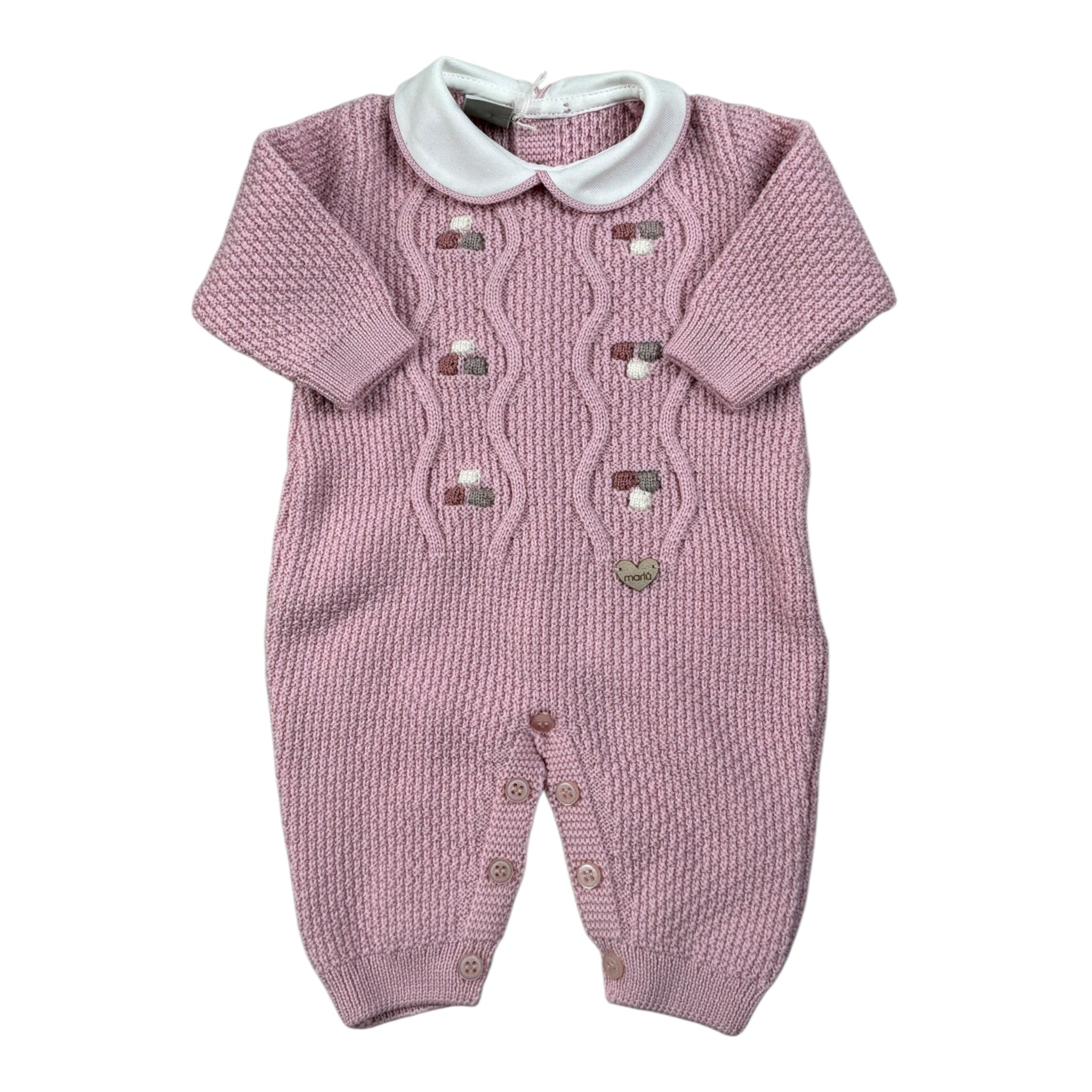 Marlu' Tutina tinta unita con Colletto Rosa per Neonata IB1210 ROSA MARLU' 