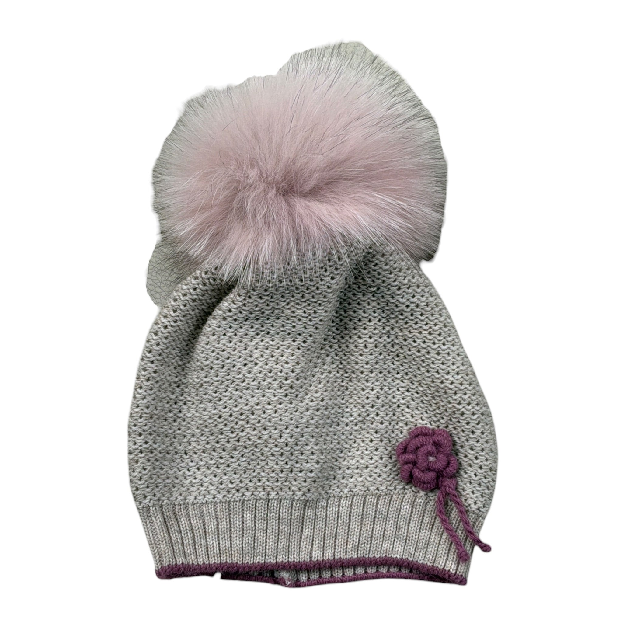 Marlu' Cappello tinta unita con Pon Pon Beige per Neonata IG2971 BEIGE MARLU' 