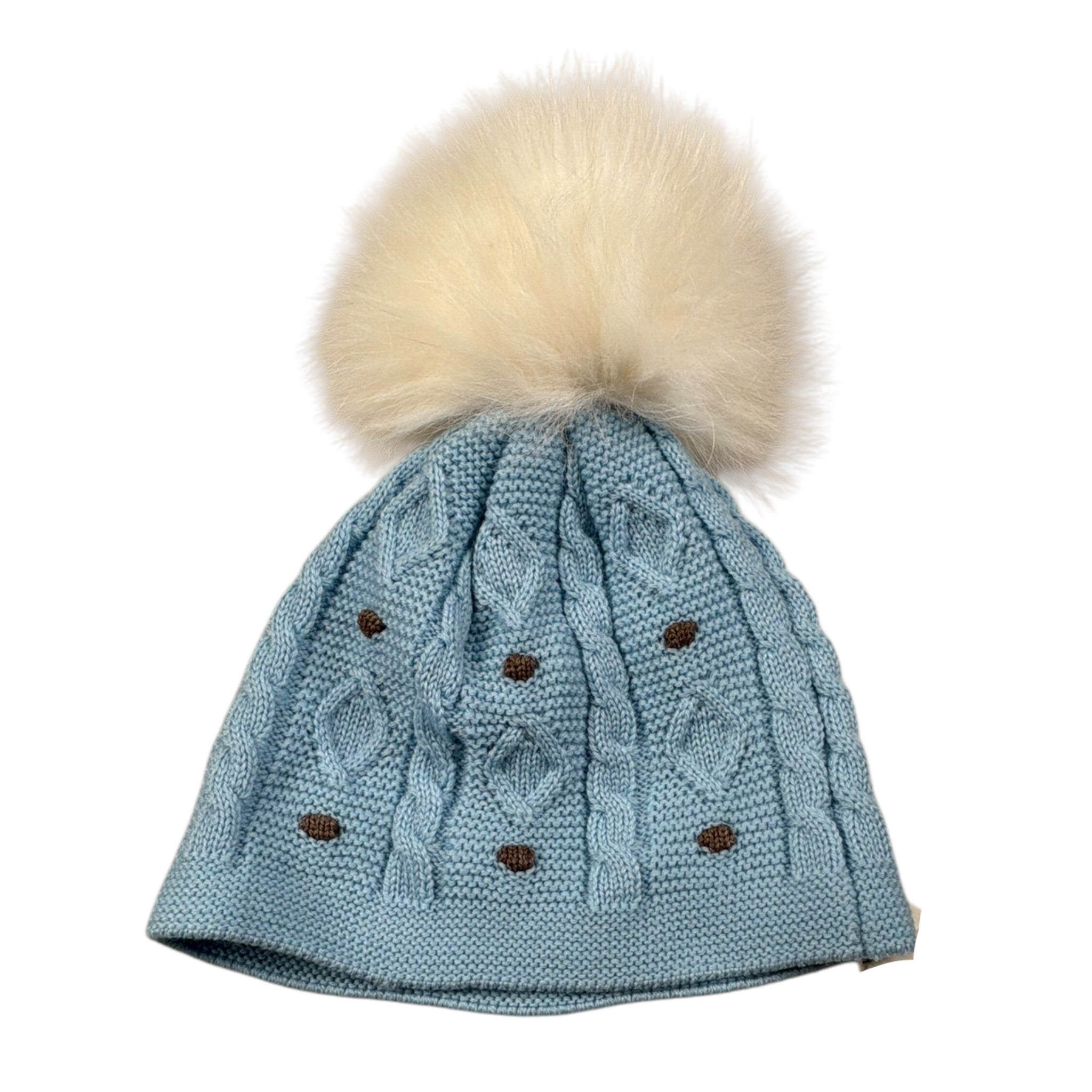 Marlu' Cappello tinta unita con Pon Pon Azzurro per Neonato IG5271 AZZURRO MARLU' 