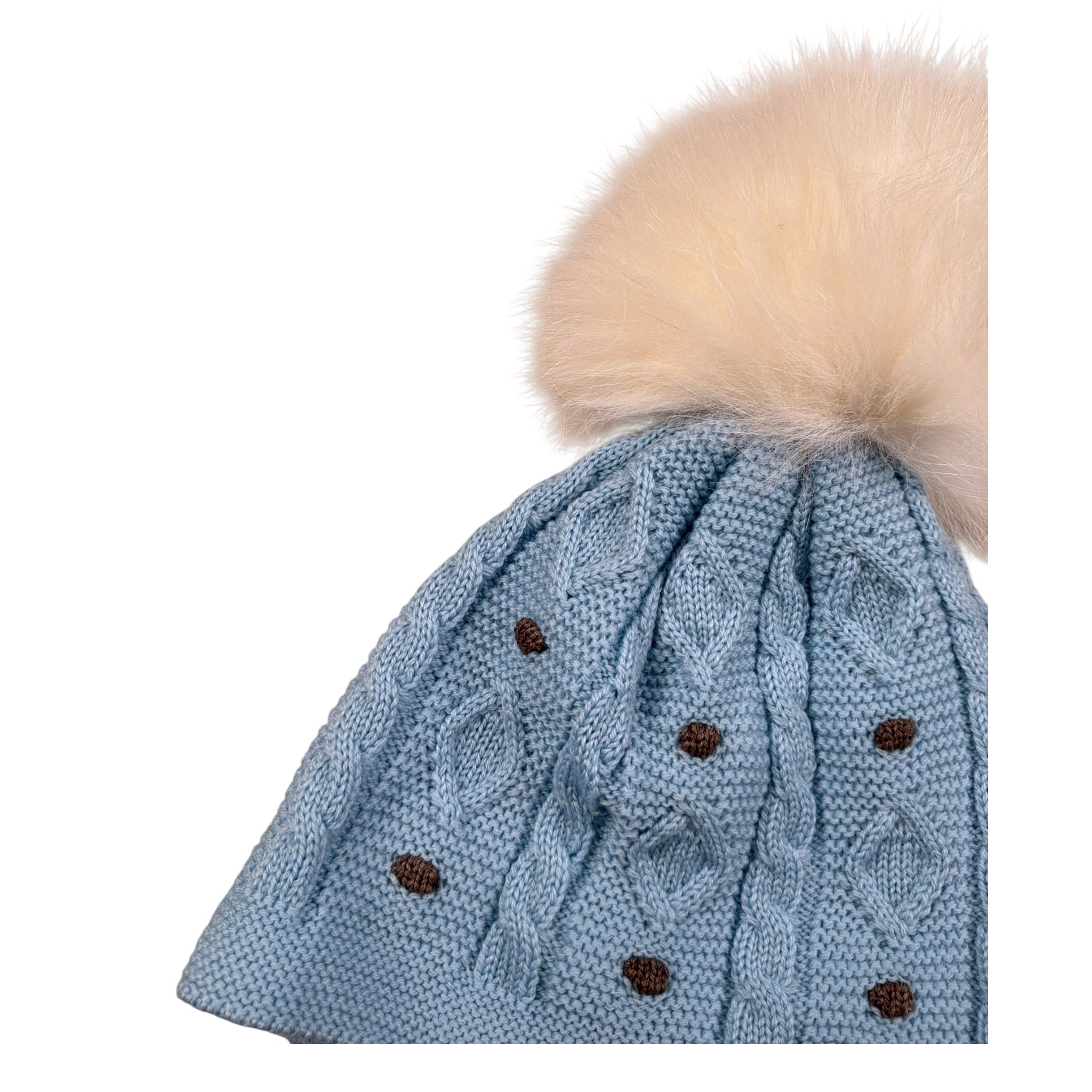 Marlu' Cappello tinta unita con Pon Pon Azzurro per Neonato IG5271 AZZURRO MARLU' 