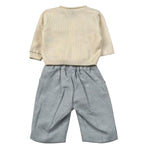 Marlu' Completo 4 Pezzi Cardigan-Camicia-Papillon-Pantalone Beige/Azzurro per Neonato IH70160L BEIGE/AZZURRO MARLU' 