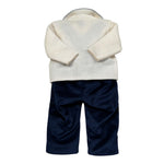 Marlu' Completo 4 Pezzi Cardigan-Camicia-Papillon-Pantalone Panna/Blu per Neonato IH70860L PANNA/BLU MARLU' 