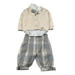 Marlu' Completo 4 Pezzi Cardigan-Camicia-Pantalone-Papillon Panna per Neonato IH71460 PANNA MARLU' 