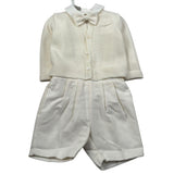 Marlu' Completo 4 Pezzi Cardigan-Camicia-Bermuda-Papillon Panna per Neonato IM20260 PANNA MARLU' 