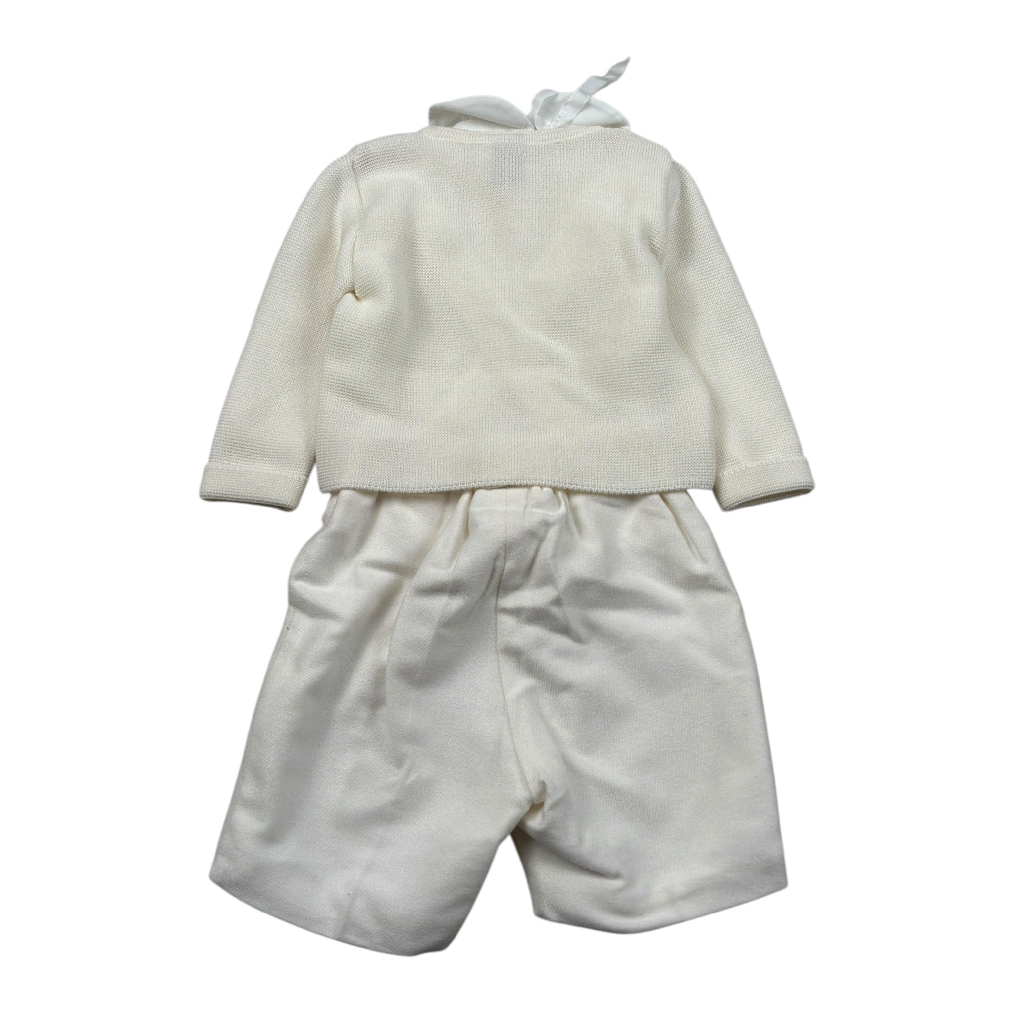 Marlu' Completo 4 Pezzi Cardigan-Camicia-Bermuda-Papillon Panna per Neonato IM20260 PANNA MARLU' 