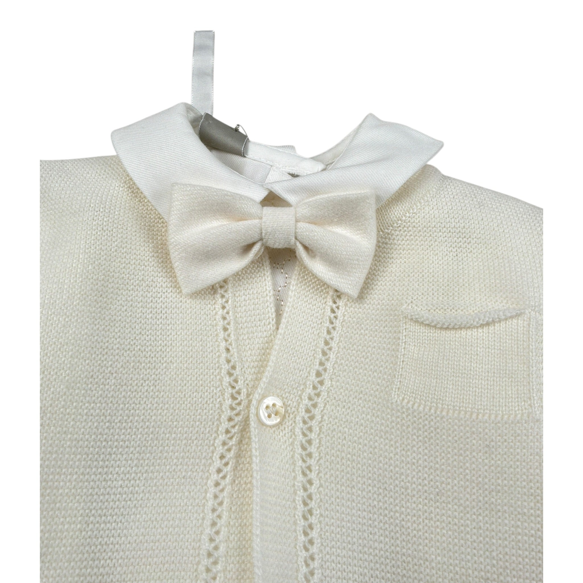 Marlu' Completo 4 Pezzi Cardigan-Camicia-Bermuda-Papillon Panna per Neonato IM20260 PANNA MARLU' 