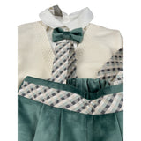 Marlu' Completo 4 Pezzi Cardigan-Camicia-Papillon-Pantalone Panna/Verde per Neonato IM20460L PANNA/VERDE MARLU' 
