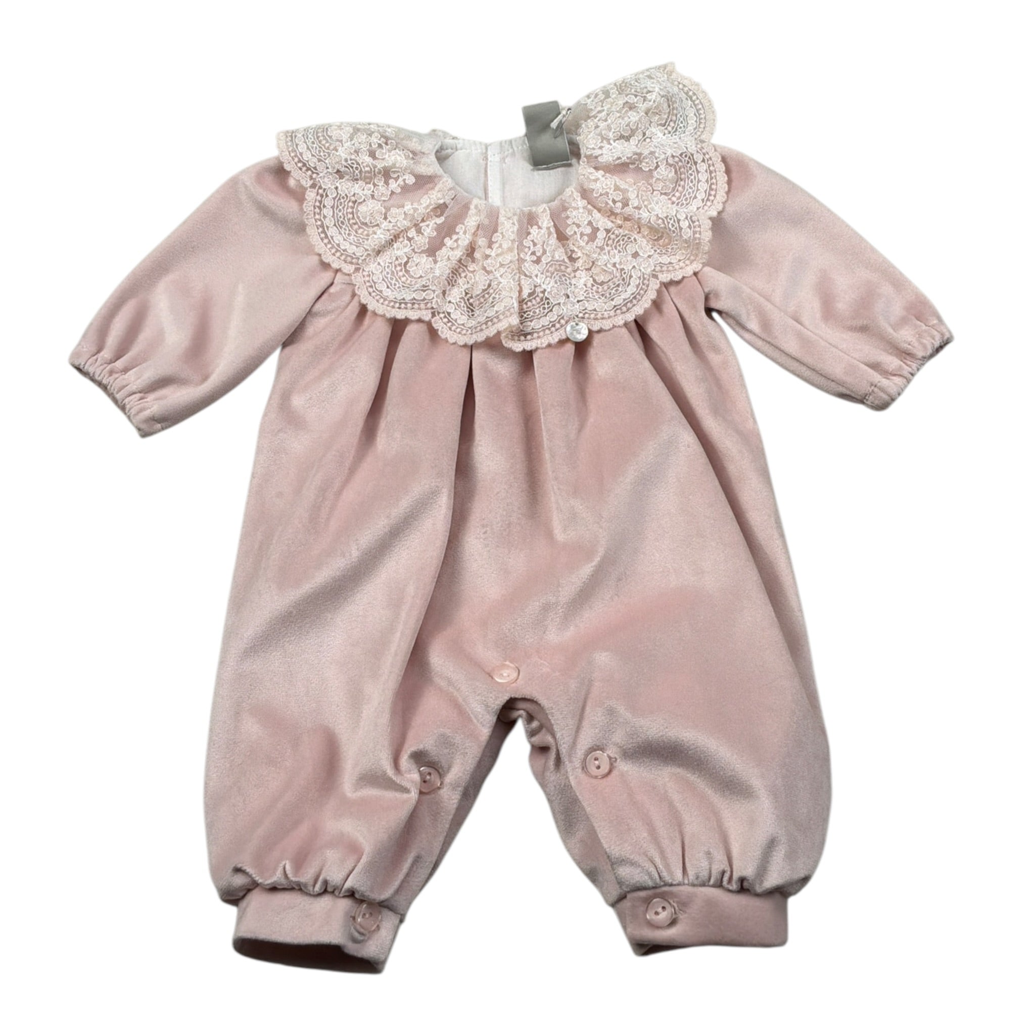 Marlu' Tutina Manica Lunga tinta unita In Ciniglia Rosa per Neonata IN1714 ROSA MARLU' 