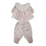 Marlu' Completo 2Pz Maglia-Ghettina tinta unita con Ricami Rosa per Neonata IN1717 ROSA MARLU' 
