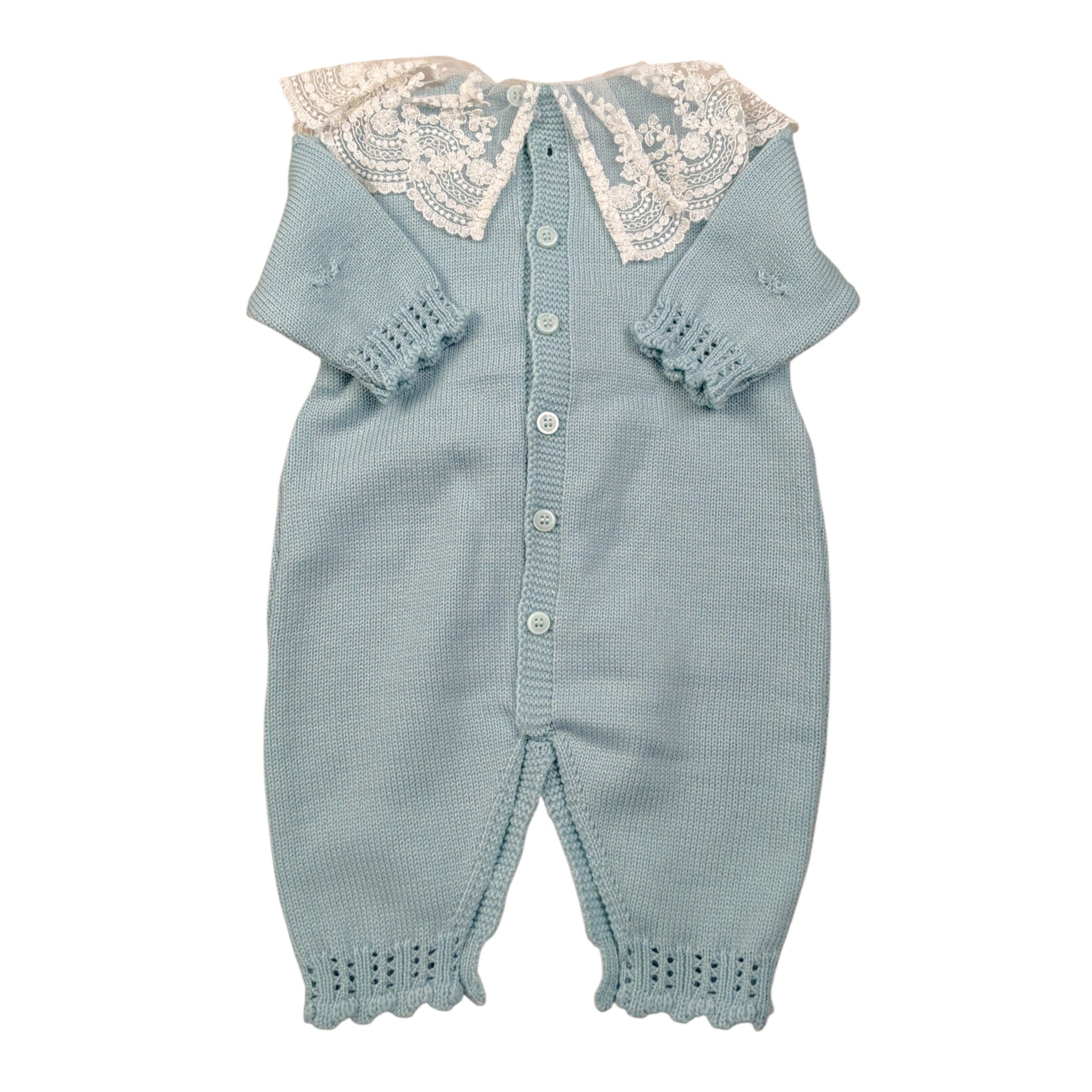 Marlu' Tutina tinta unita con Colletto Azzurro per Neonata IN1810 AZZURRO MARLU' 