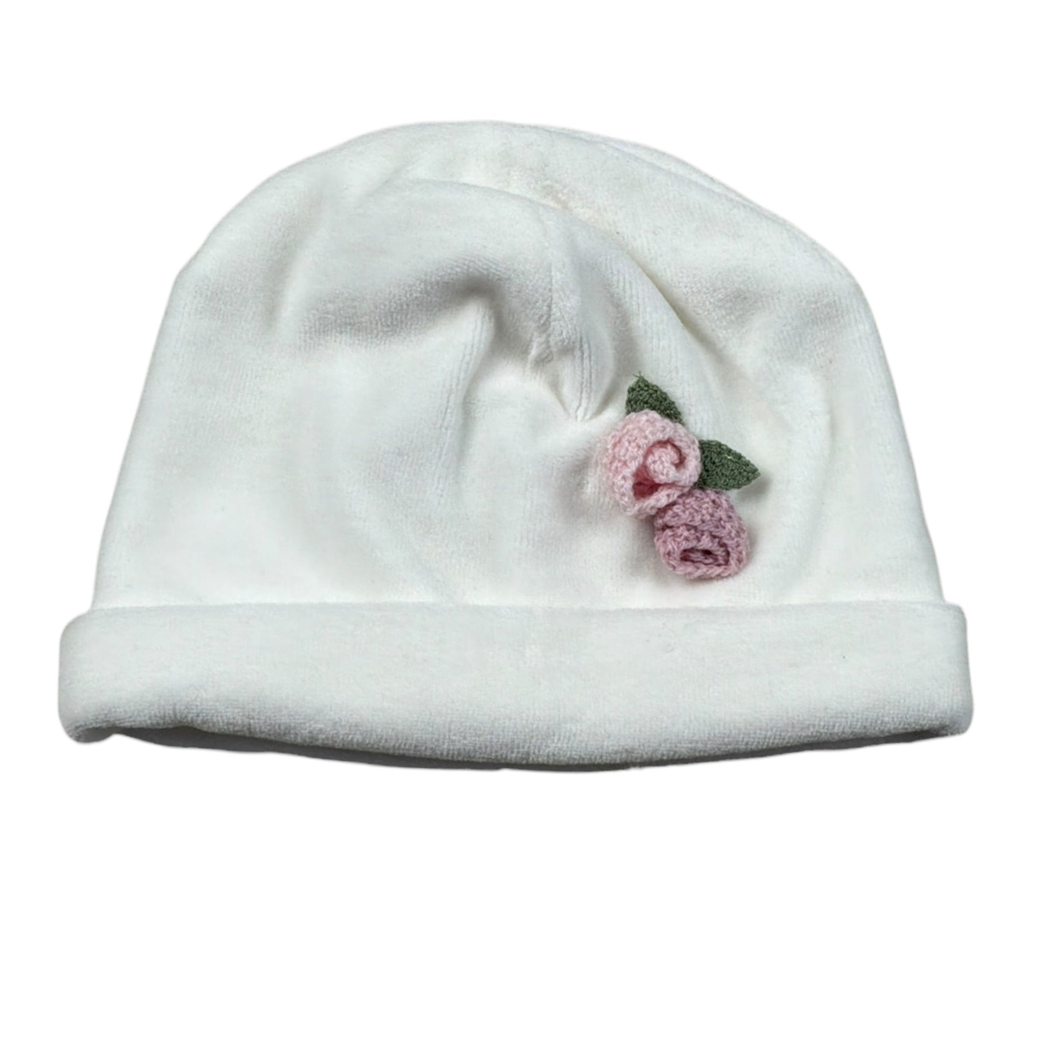 Marlu' Cappello tinta unita In Cinghia Panna per Neonata IN2773 PANNA MARLU' 
