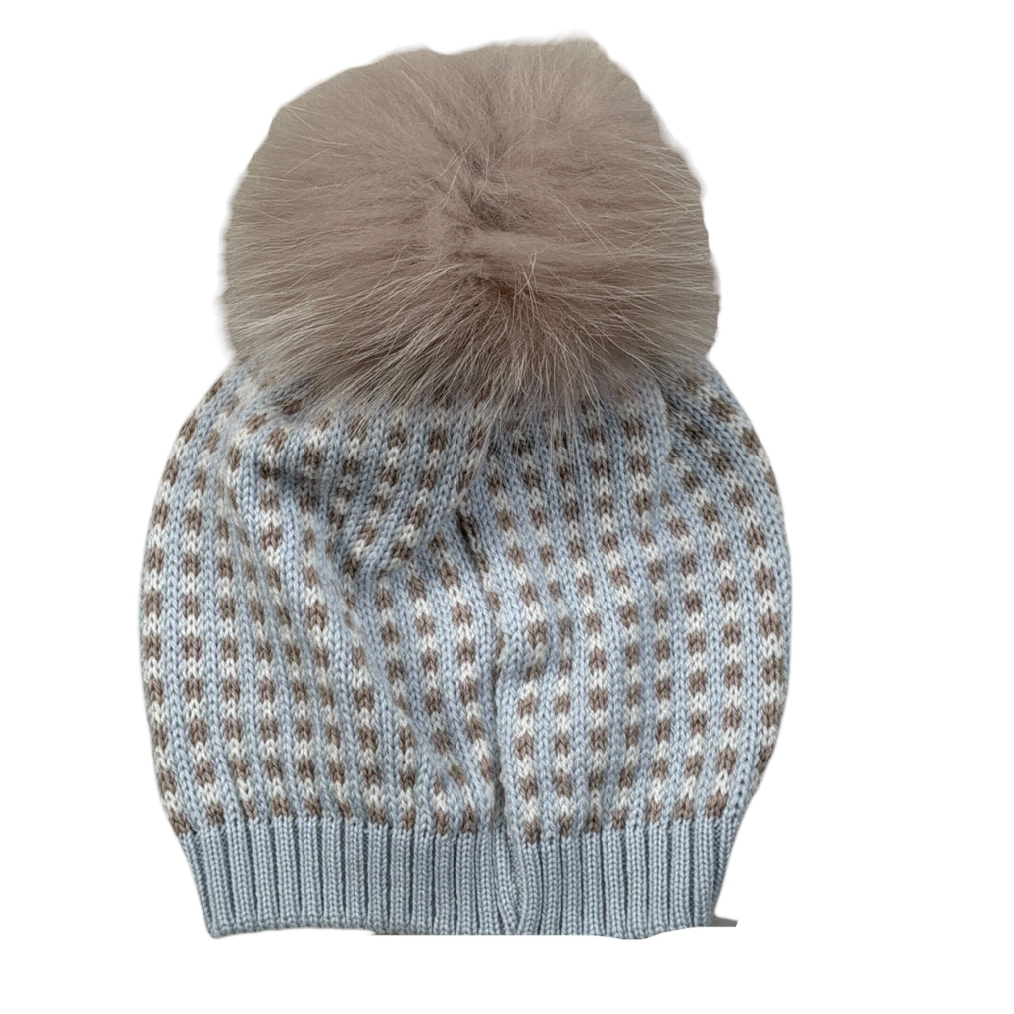 Marlu' Cappello tinta unita con Fantasia E Pon Pon Azzurro per Neonato IN5371 AZZURRO MARLU' 