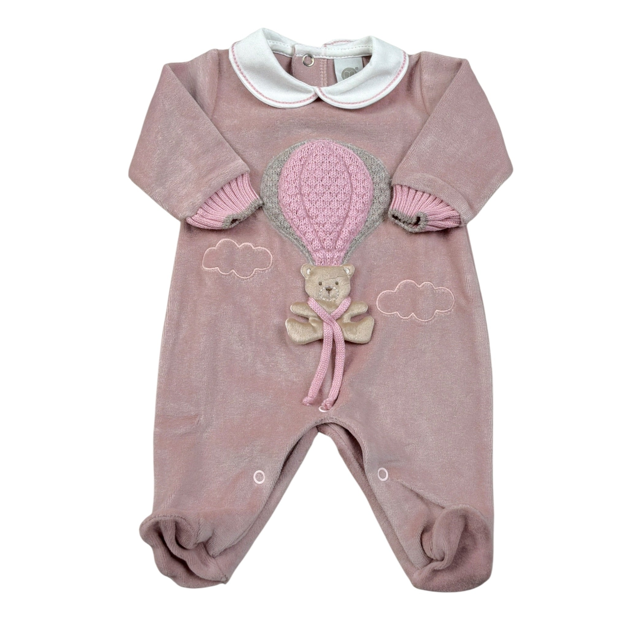 Marlu' Tutina tinta unita In Velluto con Stampa Rosa per Neonata IN5714 ROSA MARLU' 