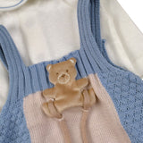 Marlu' Completo 3Pz Salopette-Body-Coprispalle Azzurro per Neonata IN5731 AZZURRO MARLU' 