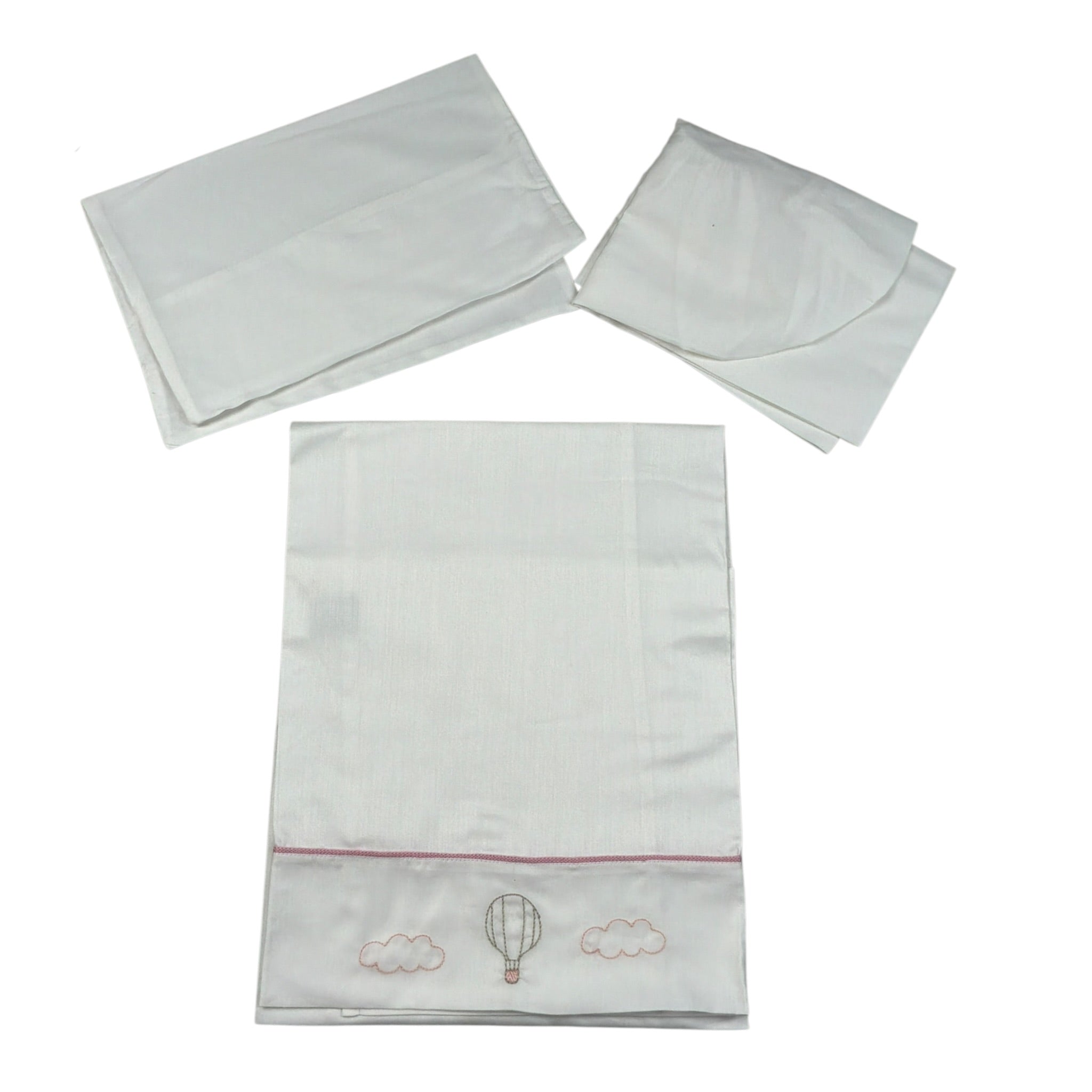 Marlu' Set 3Pz Lenzuola tinta unita con Stampa Bianco per Neonata IN57LE BIANCO MARLU' 
