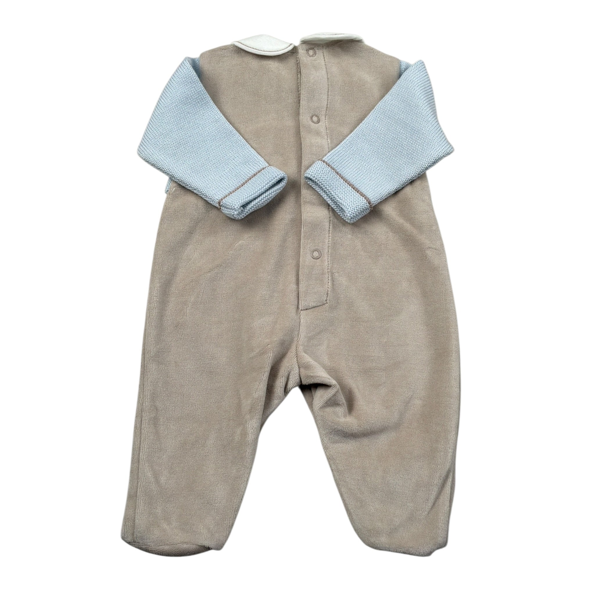 Marlu' Tutina Manica Lunga Bicolore Beige/Azzurro per Neonato IN5814 BEIGE/AZZURRO MARLU' 