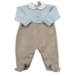 Marlu' Tutina Manica Lunga Bicolore Beige/Azzurro per Neonato IN5814 BEIGE/AZZURRO MARLU' 