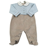 Marlu' Tutina Manica Lunga Bicolore Beige/Azzurro per Neonato IN5814 BEIGE/AZZURRO MARLU' 