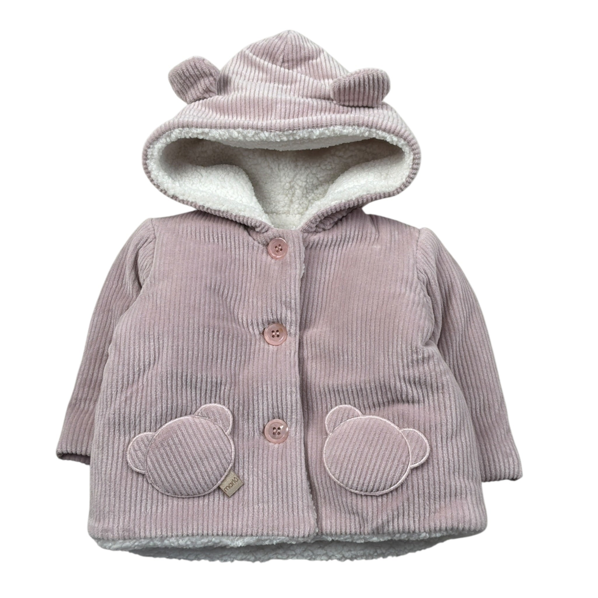Marlu' Cappotto tinta unita con Cappuccio Rosa per Neonata IN5940 ROSA MARLU' 