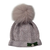 Marlu' Cappello tinta unita con Pon Pon Beige per Neonato IN6371 BEIGE MARLU' 