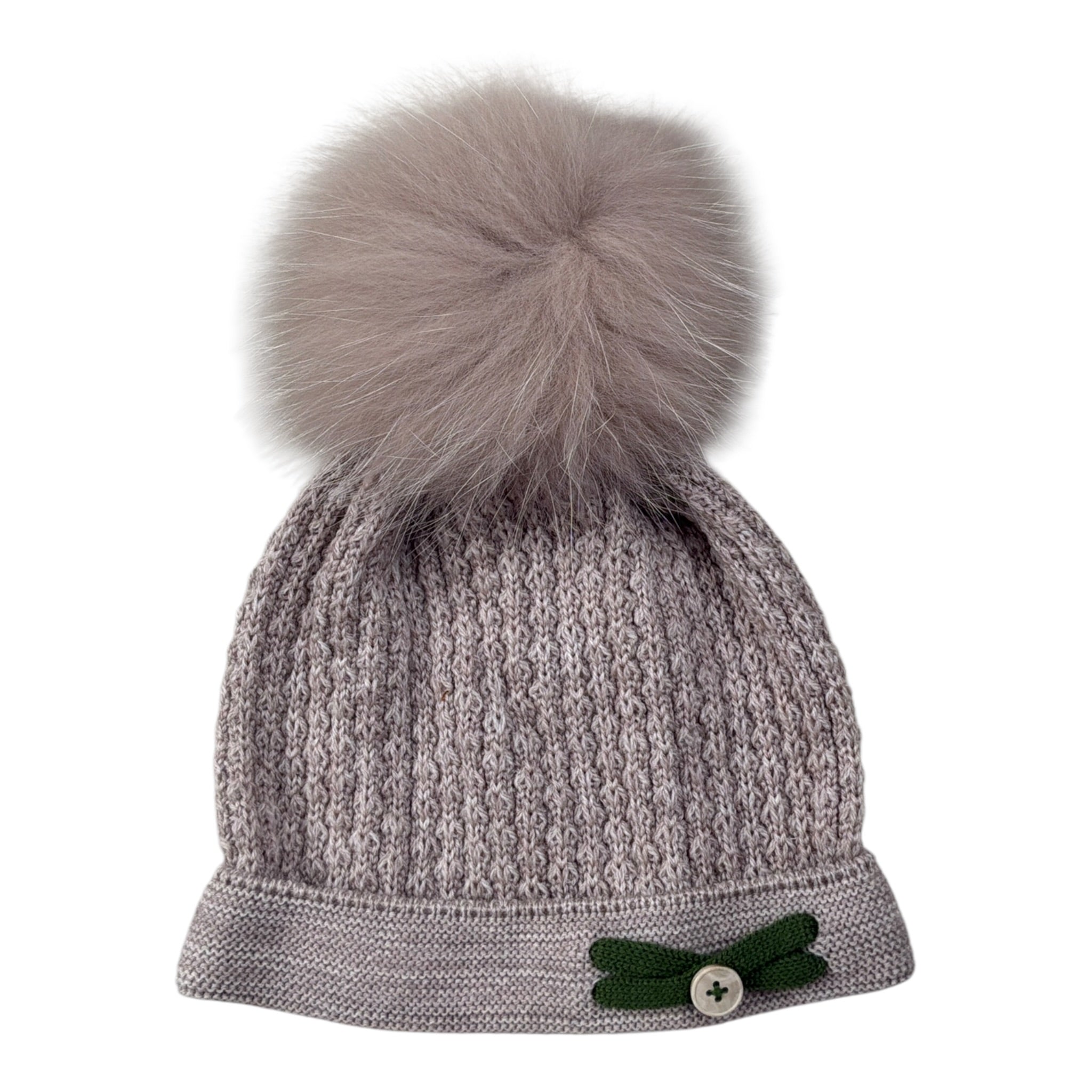 Marlu' Cappello tinta unita con Pon Pon Beige per Neonato IN6371 BEIGE MARLU' 