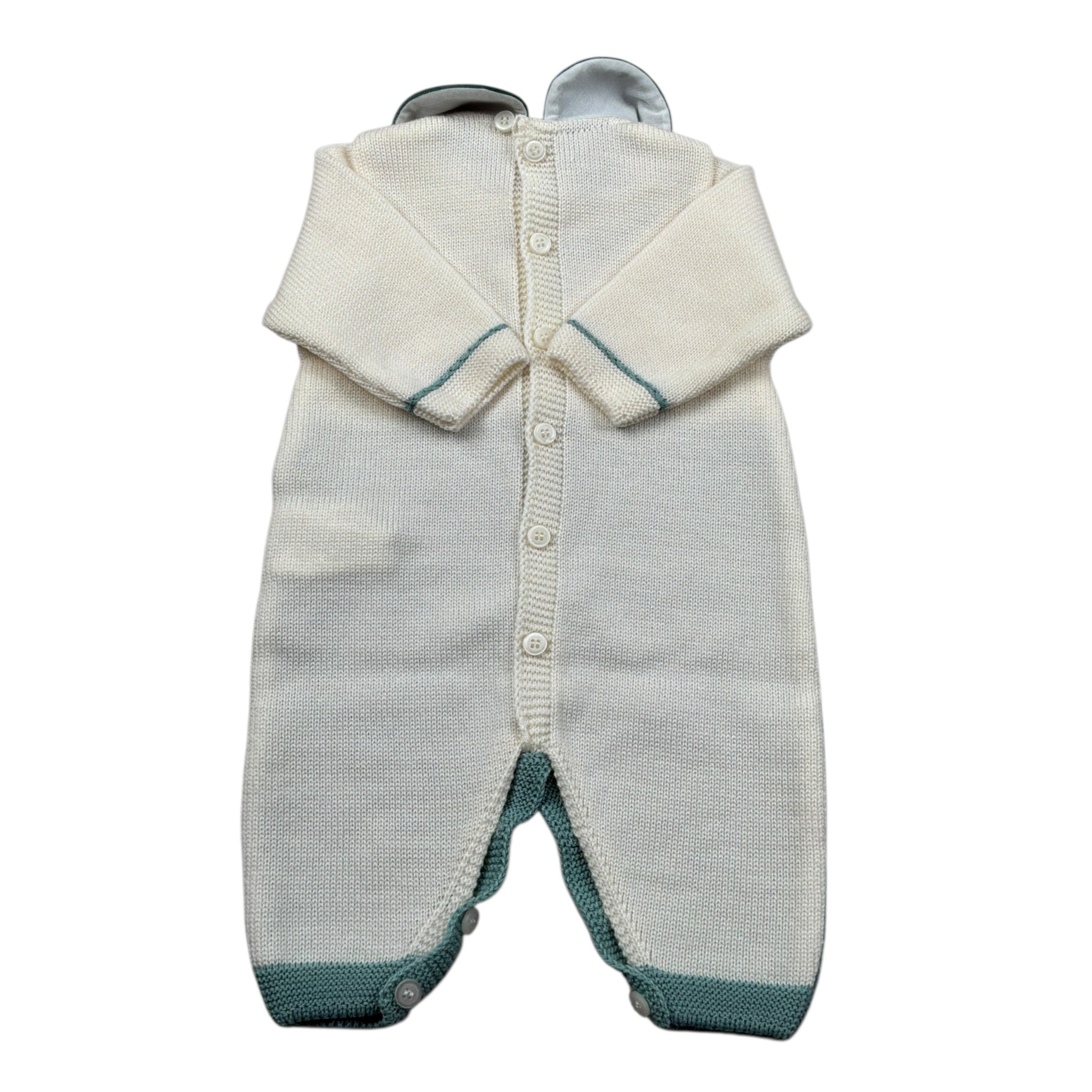 Marlu' Tutina Manica Lunga Bicolore con Colletto Panna/Verde per Neonato IN6610 PANNA/VERDE MARLU' 