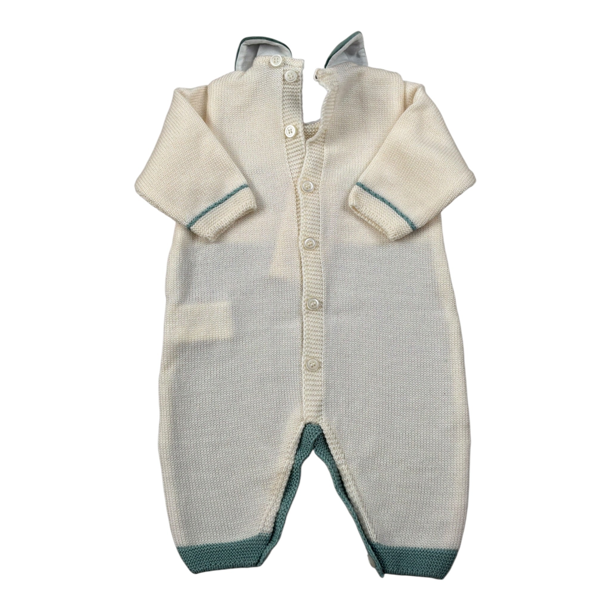 Marlu' Tutina Manica Lunga Bicolore con Colletto Panna/Verde per Neonato IN6610X PANNA/VERDE MARLU' 