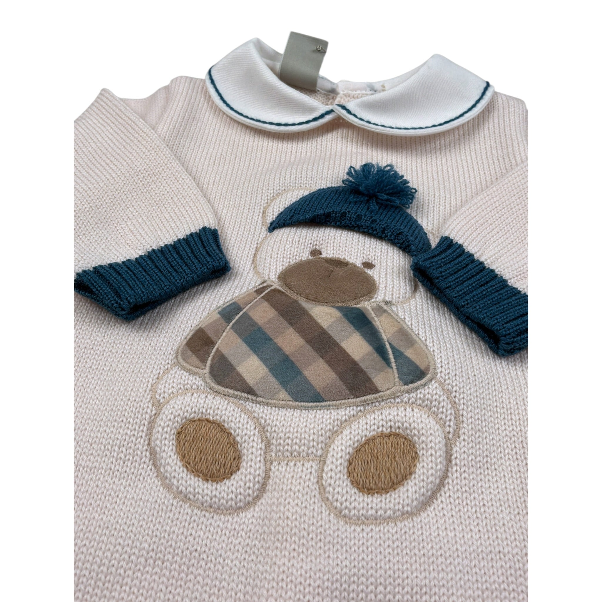 Marlu' Tutina Manica Lunga tinta unita con Ricami Beige per Neonato IN7110 BEIGE MARLU' 