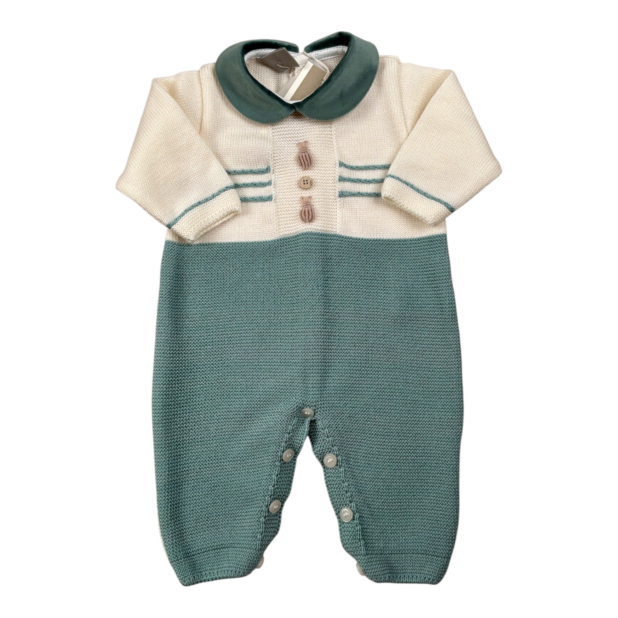 Marlu' Tutina Bicolore In Maglia Verde/Panna per Neonato RIRIRI VERDE/PANNA MARLU' 
