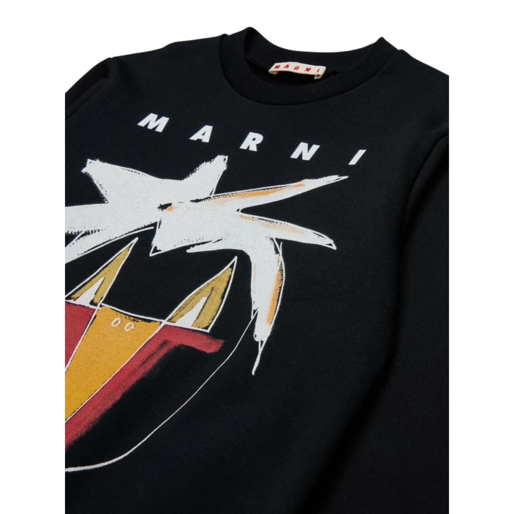 Marni Felpa Chiusa Girocollo tinta unita con Logo Nero per Bambino M01573 NERO MARNI 