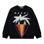 Marni Felpa Chiusa Girocollo tinta unita con Logo Nero per Bambino M01573 NERO MARNI 