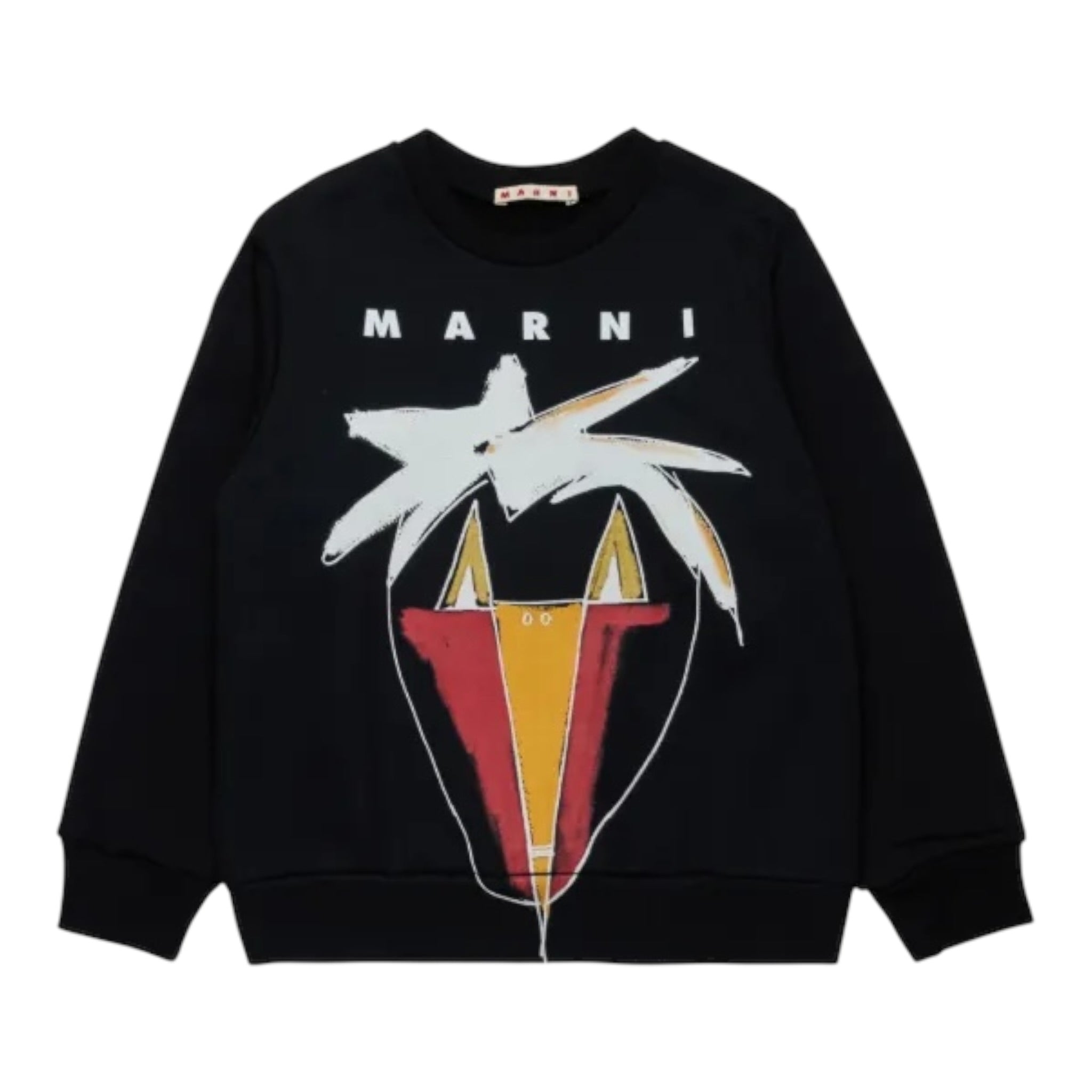 Marni Felpa Chiusa Girocollo tinta unita con Logo Nero per Bambino M01573 NERO MARNI 