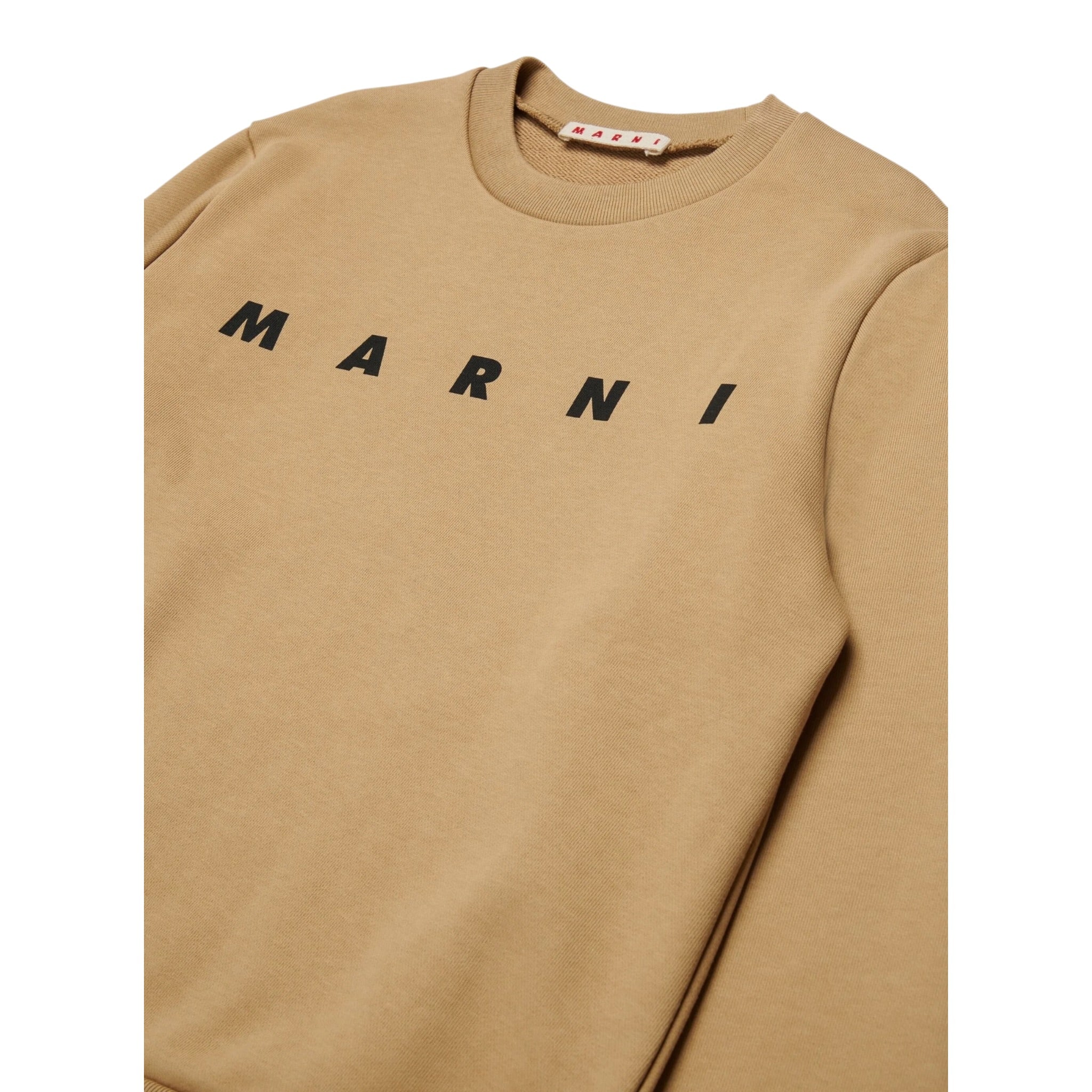 Marni Felpa Chiusa Girocollo tinta unita con Logo Beige per Bambino M01612 BEIGE MARNI 